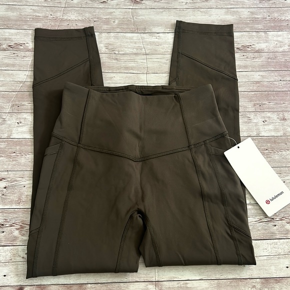 Lululemon All The Right Places Crop II *23" Dark Olive High Rise Leggings - Picture 4 of 10